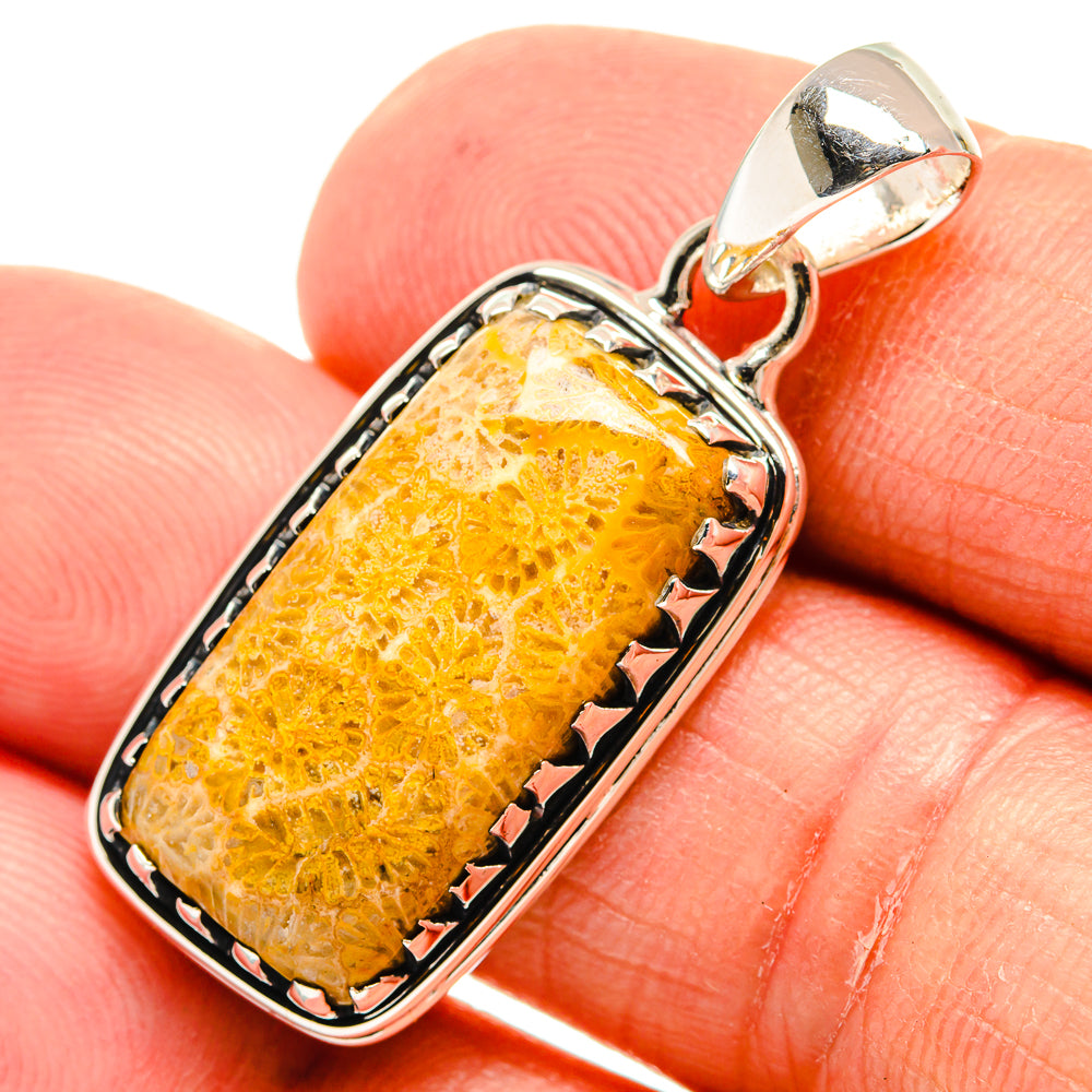 Fossil Coral Pendants handcrafted by Ana Silver Co - PD24323