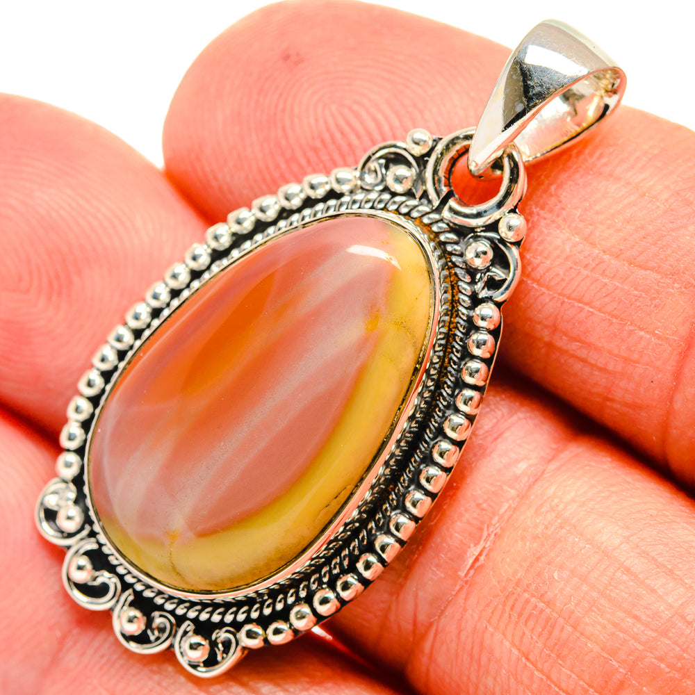 Oval imperial jasper cabochon pendant in ornate 925 sterling silver setting, bail on top
