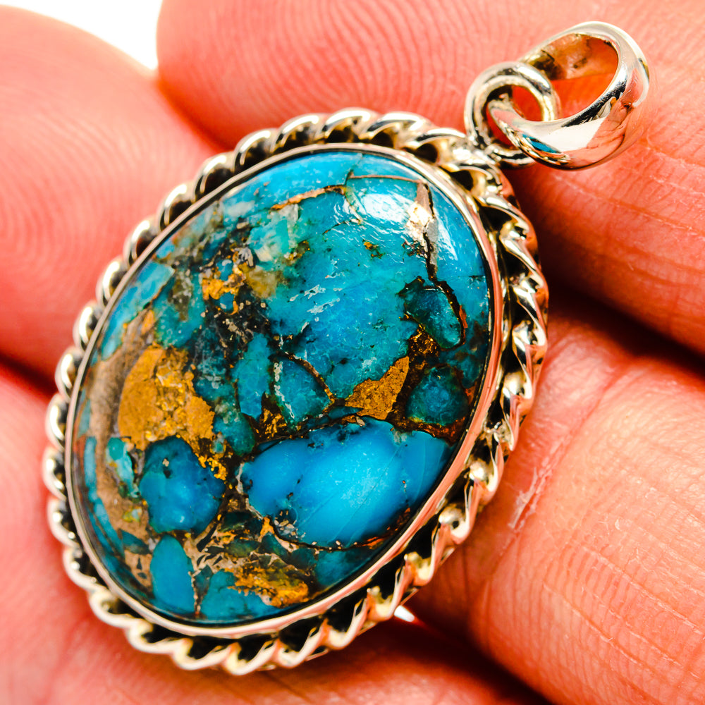Blue Copper Composite Turquoise Pendants handcrafted by Ana Silver Co - PD24345