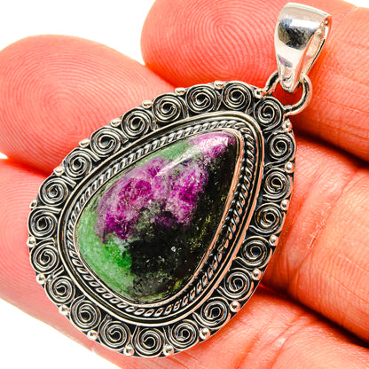 Ruby Zoisite Pendants handcrafted by Ana Silver Co - PD24410