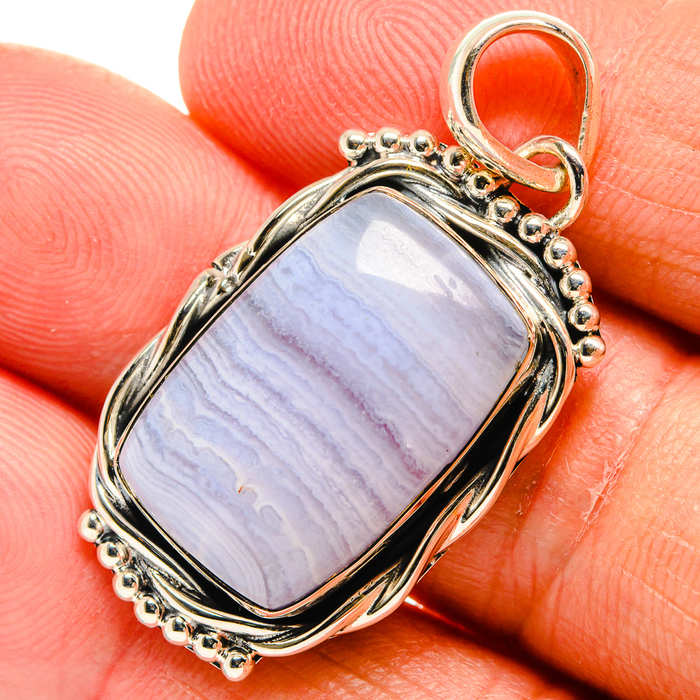 Blue Lace Agate Pendants handcrafted by Ana Silver Co - PD24422