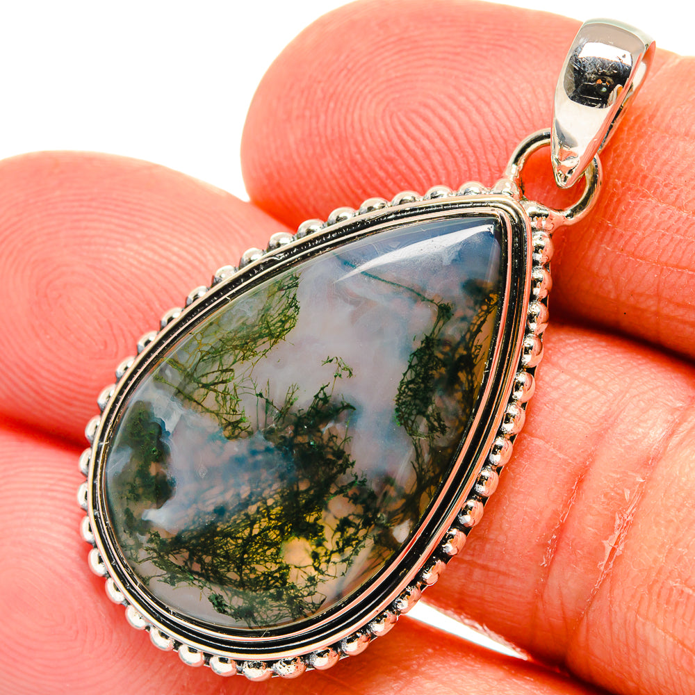 Green Moss Agate Pendants handcrafted by Ana Silver Co - PD24435