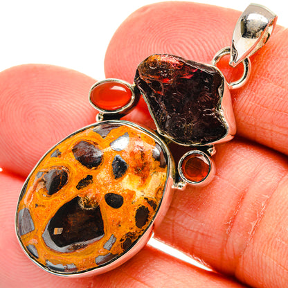 Bauxite, Garnet, Carnelian Pendants handcrafted by Ana Silver Co - PD24449