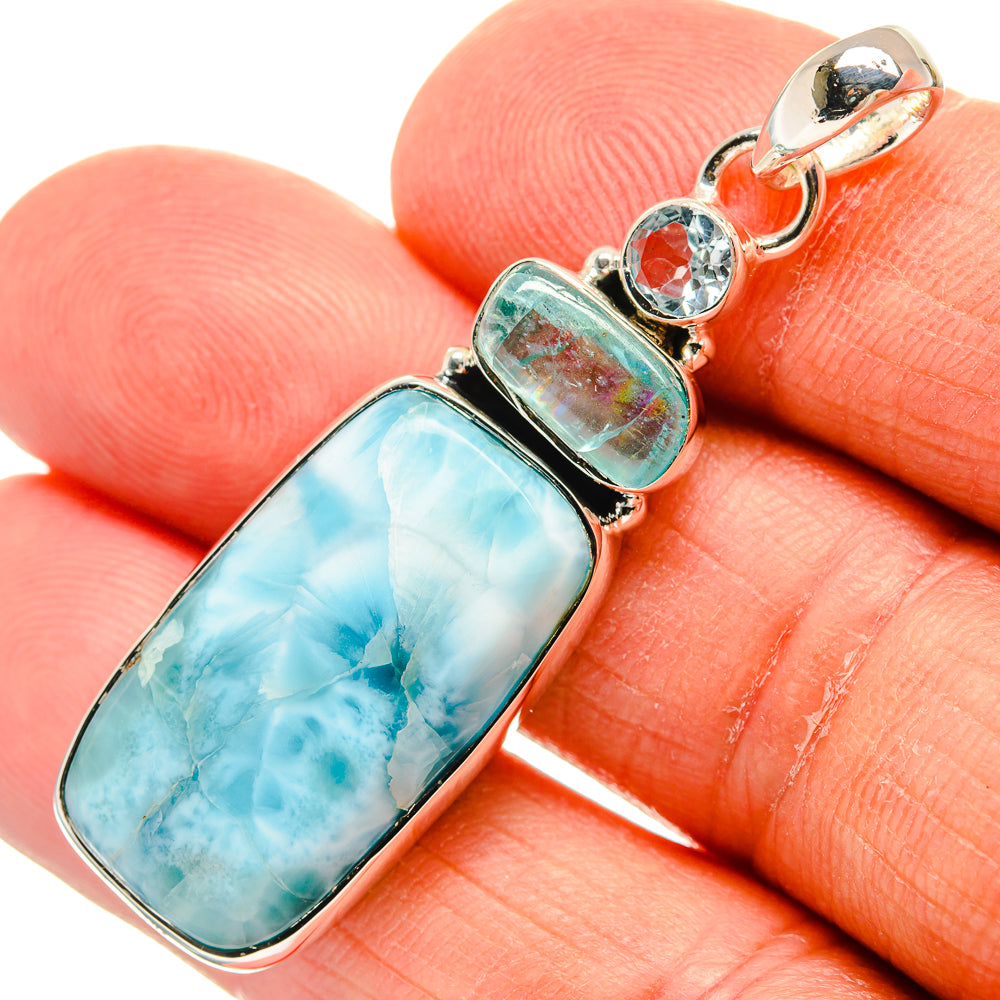 Larimar, Aquamarine, Blue Topaz Pendants handcrafted by Ana Silver Co - PD24461