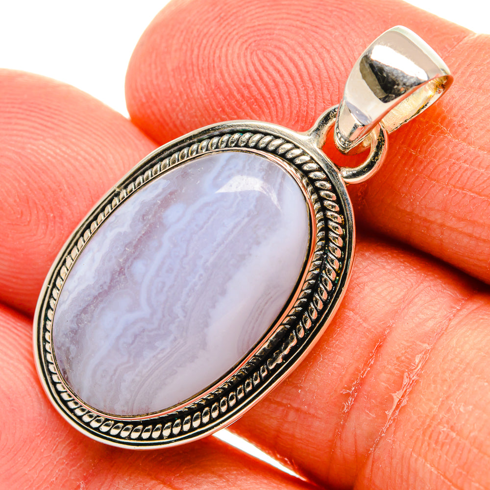 Blue Lace Agate Pendants handcrafted by Ana Silver Co - PD24466