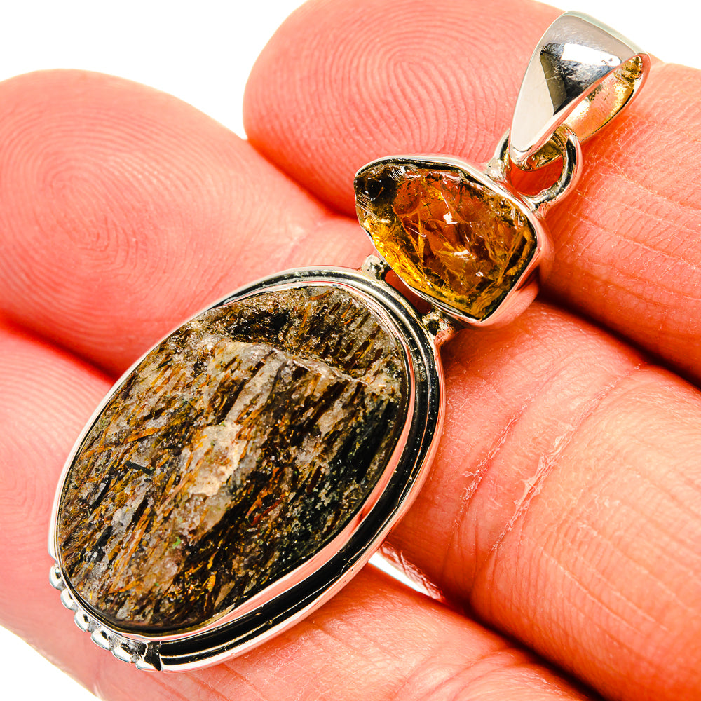 Astrophyllite, Citrine Pendants handcrafted by Ana Silver Co - PD24498