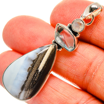 Owyhee Opal, Aquamarine, Rainbow Moonstone Pendants handcrafted by Ana Silver Co - PD24506