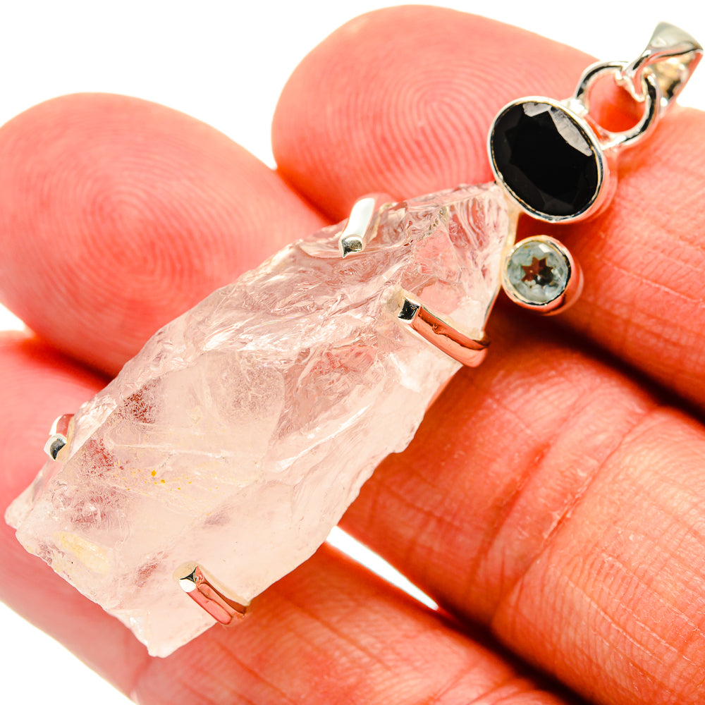 Rainbow Moonstone, Black Onyx, Blue Topaz Pendants handcrafted by Ana Silver Co - PD24519