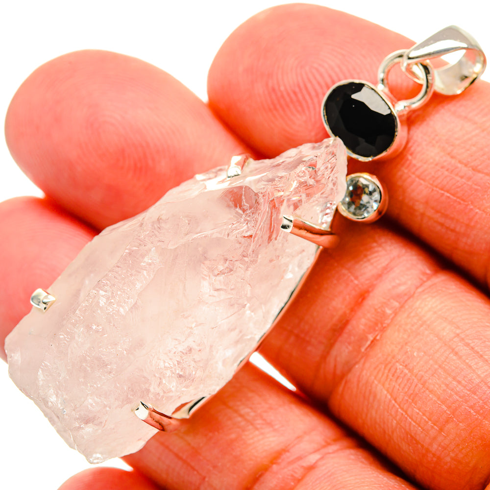 Rainbow Moonstone, Black Onyx, Blue Topaz Pendants handcrafted by Ana Silver Co - PD24520