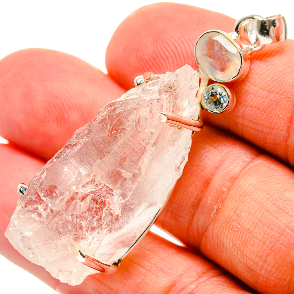 Rainbow Moonstone, Blue Topaz Pendants handcrafted by Ana Silver Co - PD24521