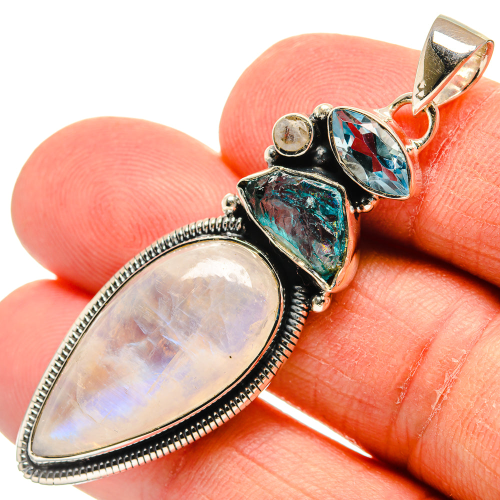 Rainbow Moonstone, Apatite Pendants handcrafted by Ana Silver Co - PD24535