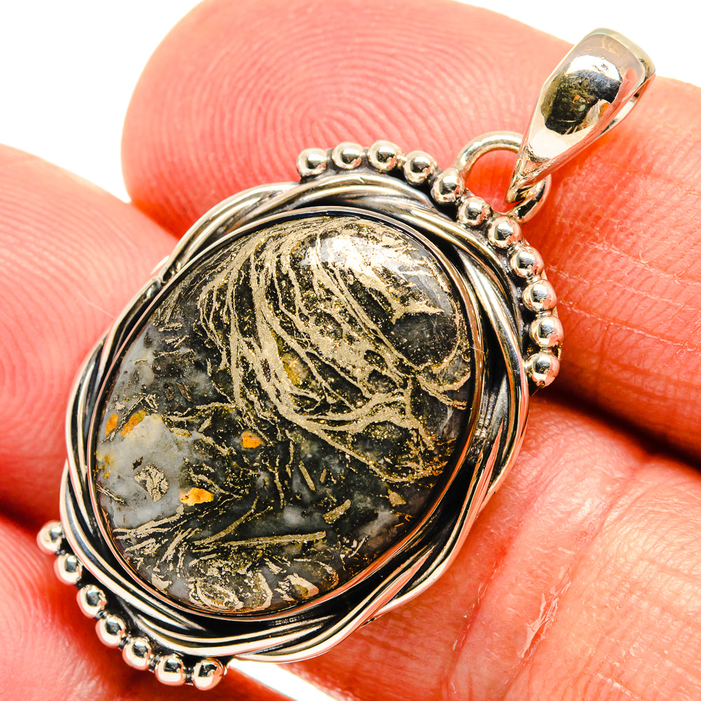 Pyrite Agate Pendants handcrafted by Ana Silver Co - PD24603