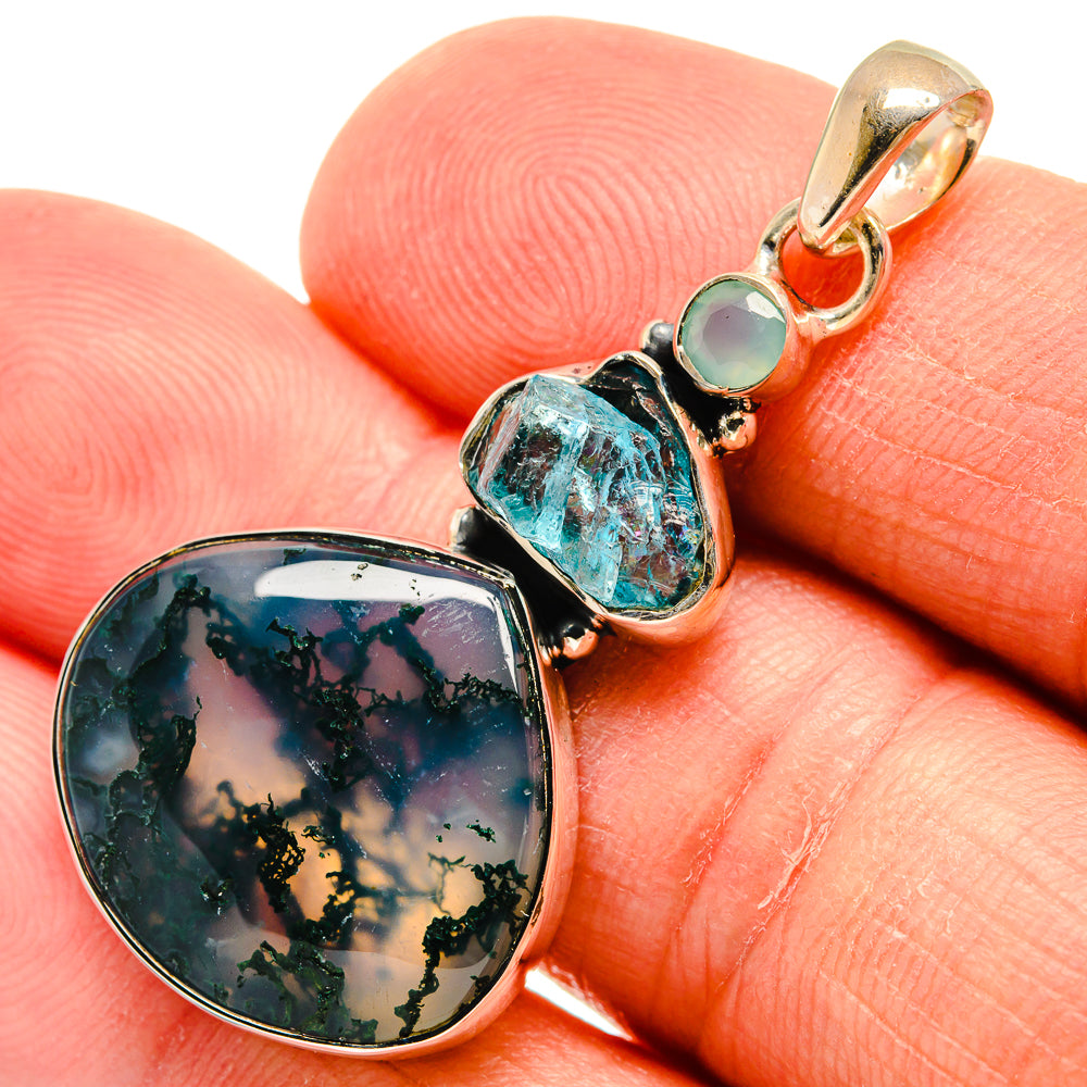 Green Moss Agate Pendants handcrafted by Ana Silver Co - PD24615