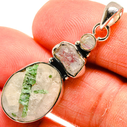 Green Tourmaline In Quartz Pendants handcrafted by Ana Silver Co - PD24617