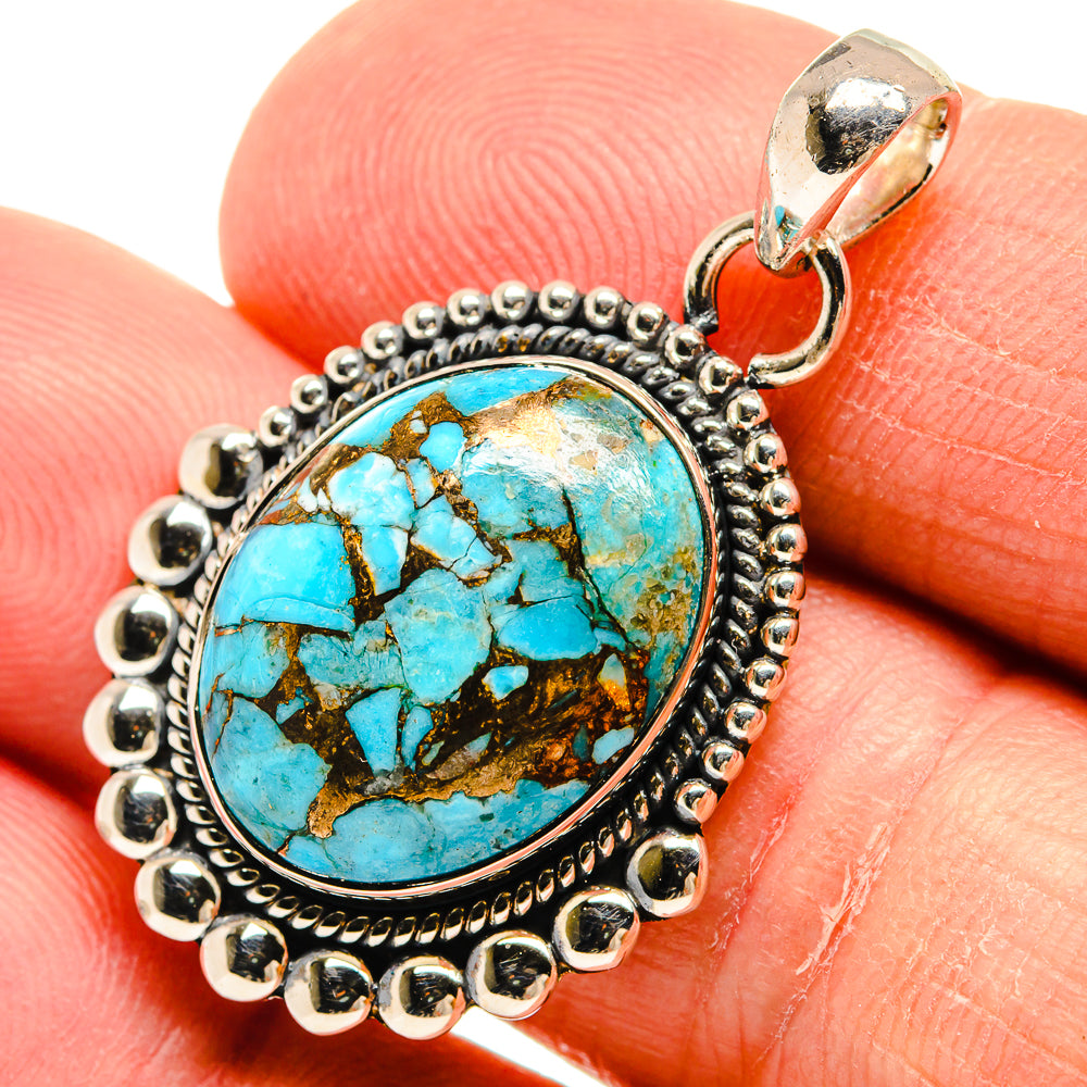 Blue Copper Composite Turquoise Pendants handcrafted by Ana Silver Co - PD24628