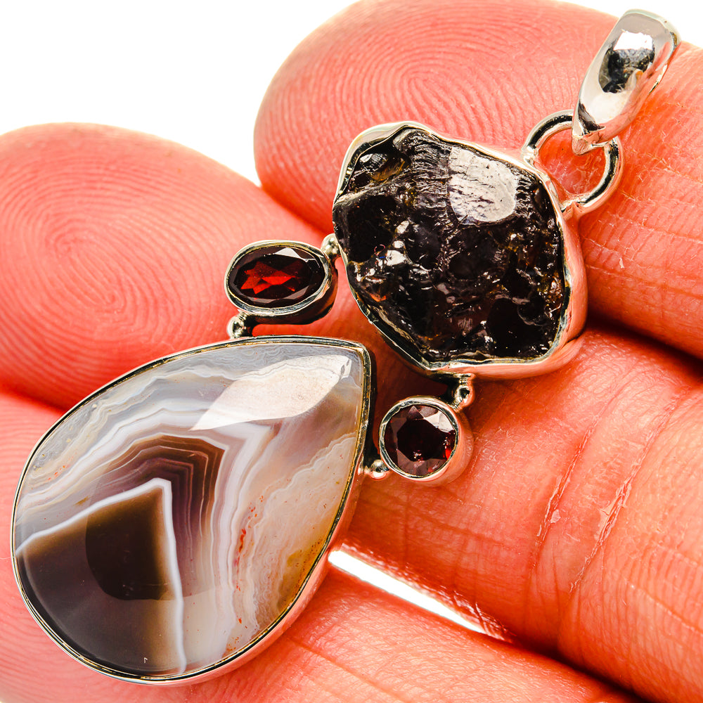 Botswana Agate Pendants handcrafted by Ana Silver Co - PD24781