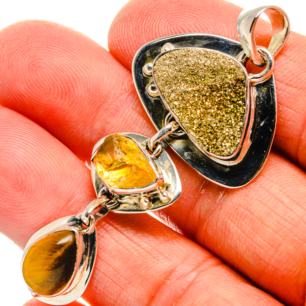 Spectro Pyrite Druzy Pendants handcrafted by Ana Silver Co - PD24784