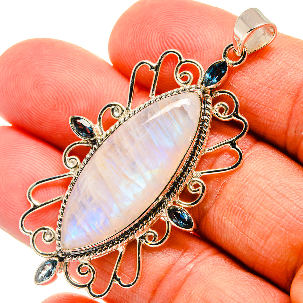 Rainbow Moonstone Pendants handcrafted by Ana Silver Co - PD24843