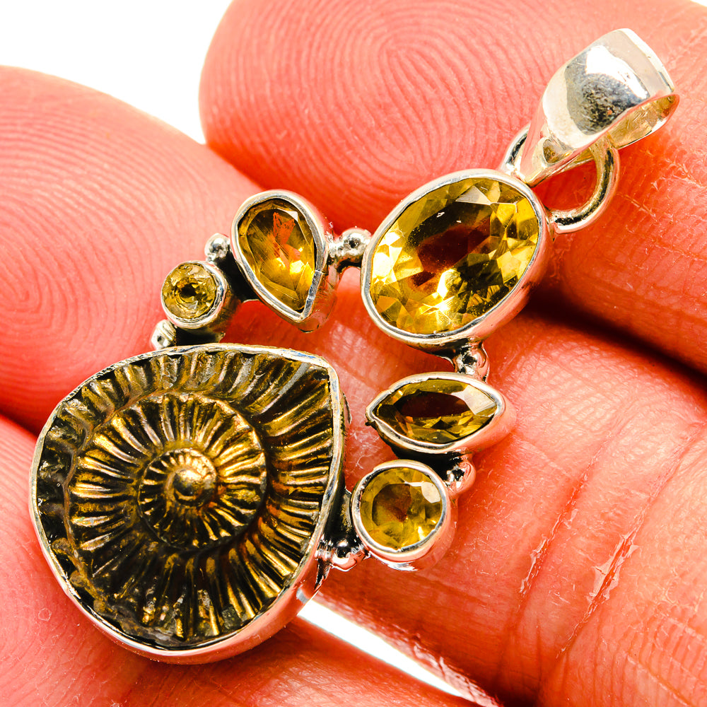 Pyrite Fossil Pendants handcrafted by Ana Silver Co - PD25031
