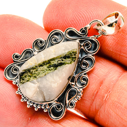 Green Tourmaline In Quartz Pendants handcrafted by Ana Silver Co - PD25039