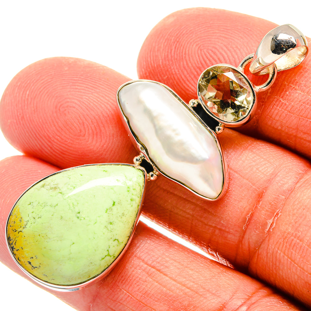 Lemon Chrysoprase Pendants handcrafted by Ana Silver Co - PD25052