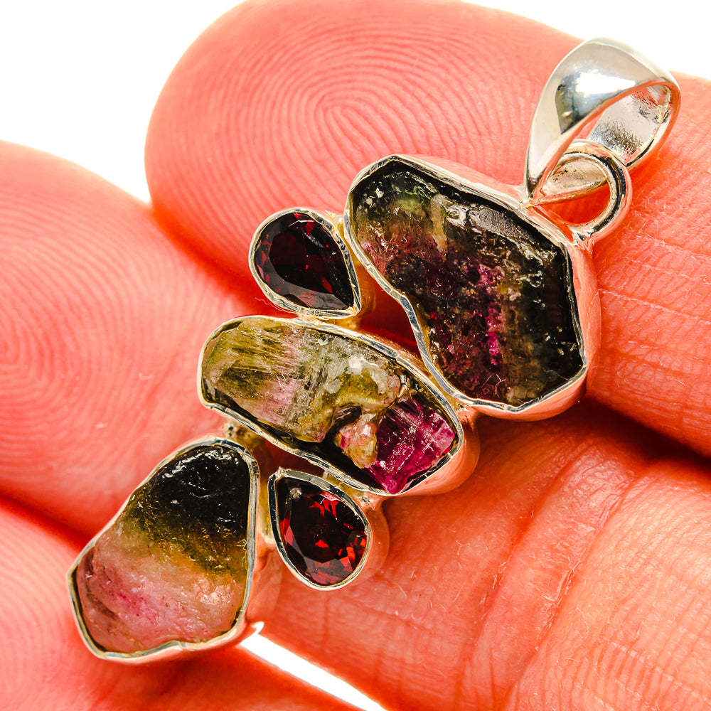 Watermelon Tourmaline Pendants handcrafted by Ana Silver Co - PD25126