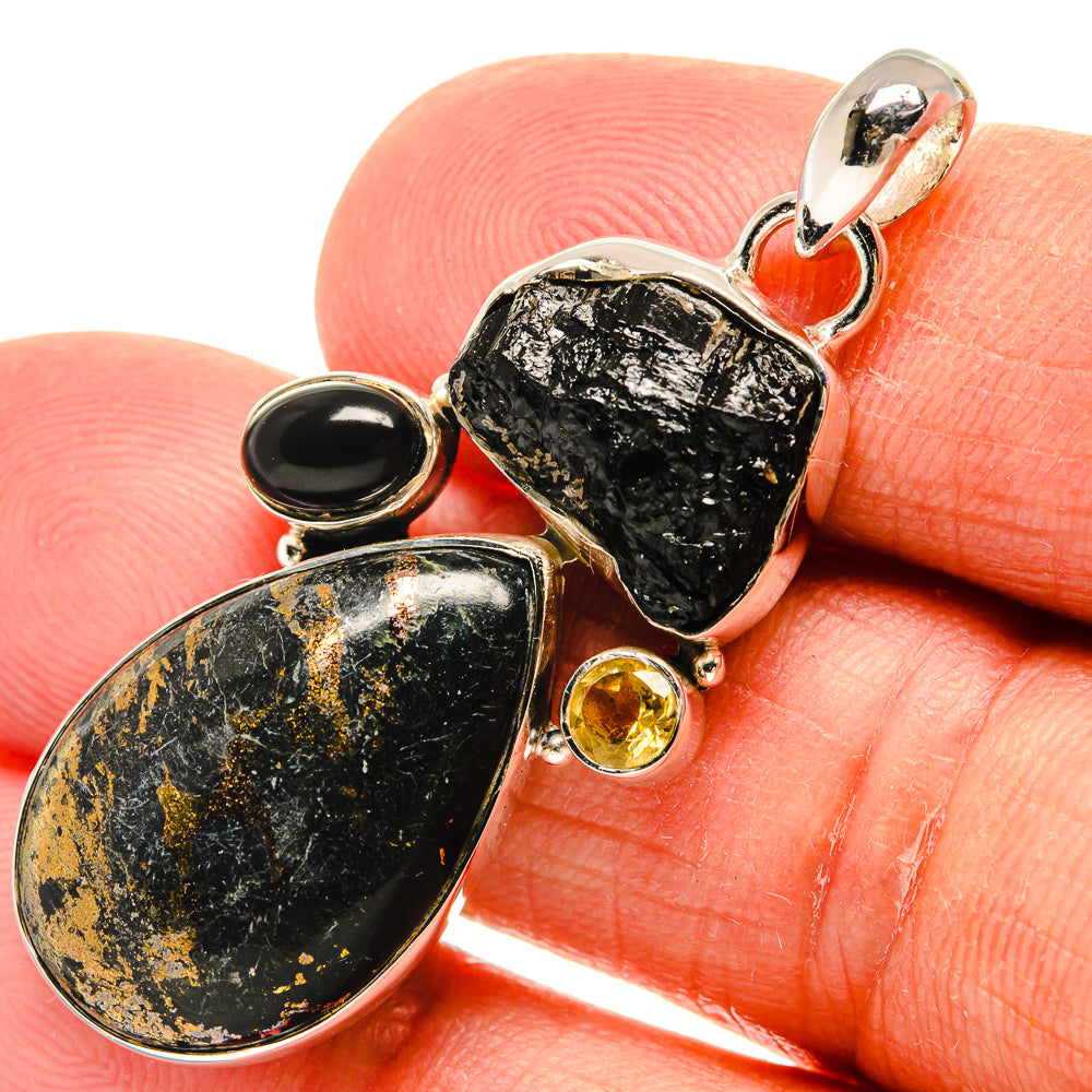 Pyrite Agate Pendants handcrafted by Ana Silver Co - PD25137