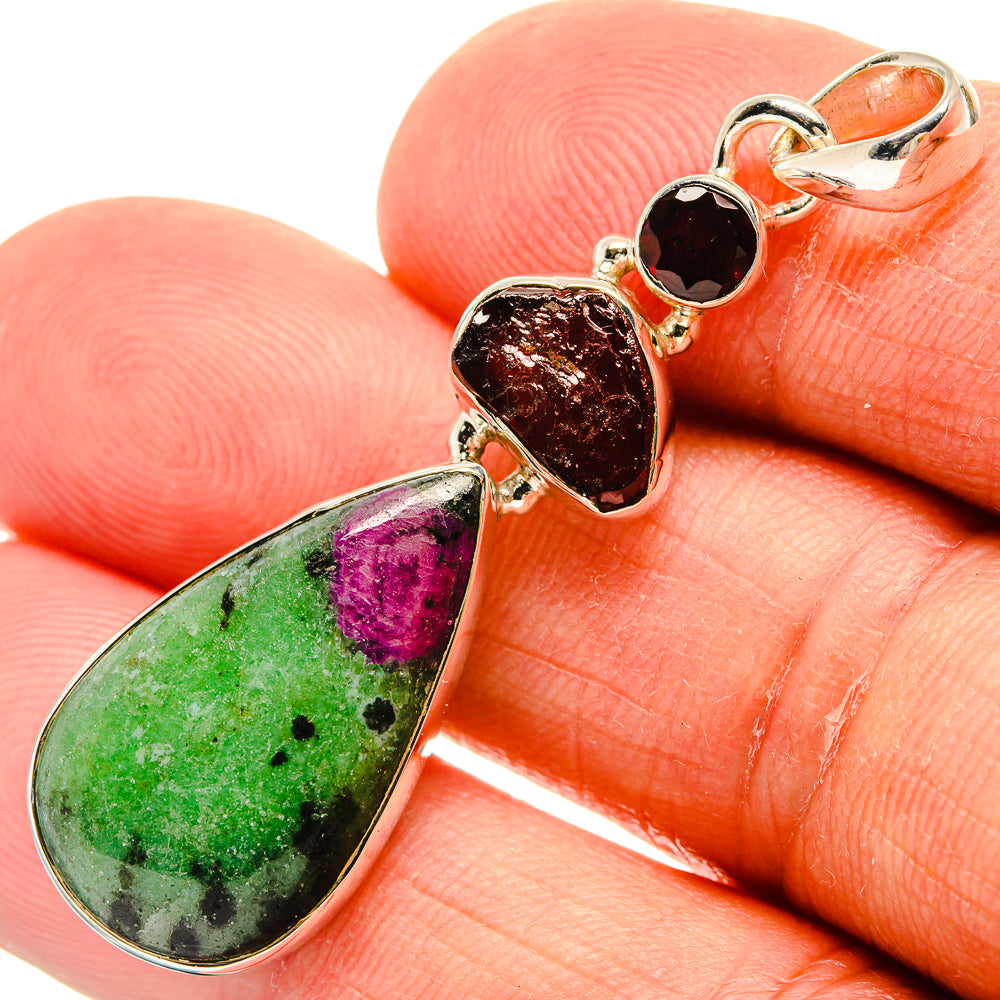 Ruby Zoisite Pendants handcrafted by Ana Silver Co - PD25141