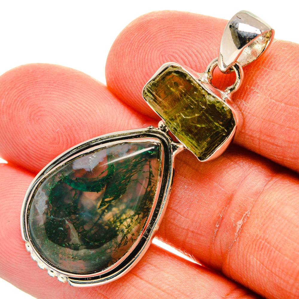 Green Moss Agate Pendants handcrafted by Ana Silver Co - PD25187