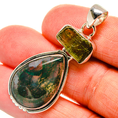 Green Moss Agate Pendants handcrafted by Ana Silver Co - PD25187