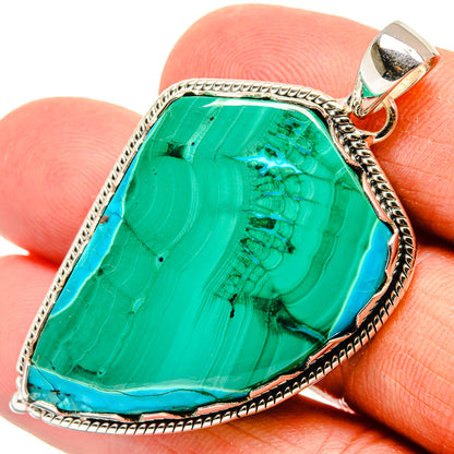Malachite In Chrysocolla Pendants handcrafted by Ana Silver Co - PD25191