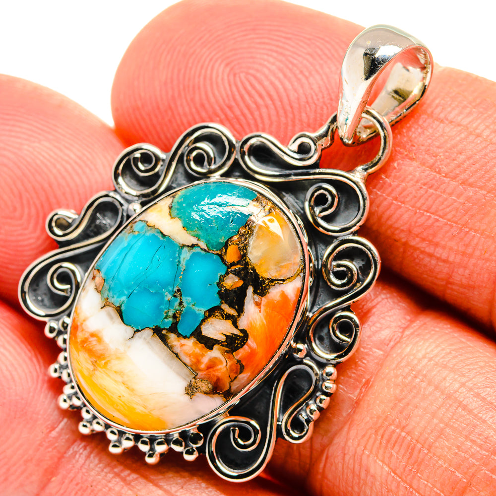 Spiny Oyster Turquoise Pendants handcrafted by Ana Silver Co - PD25228