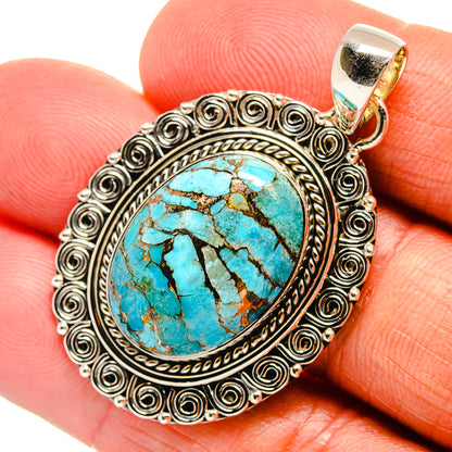 Blue Copper Composite Turquoise Pendants handcrafted by Ana Silver Co - PD25235