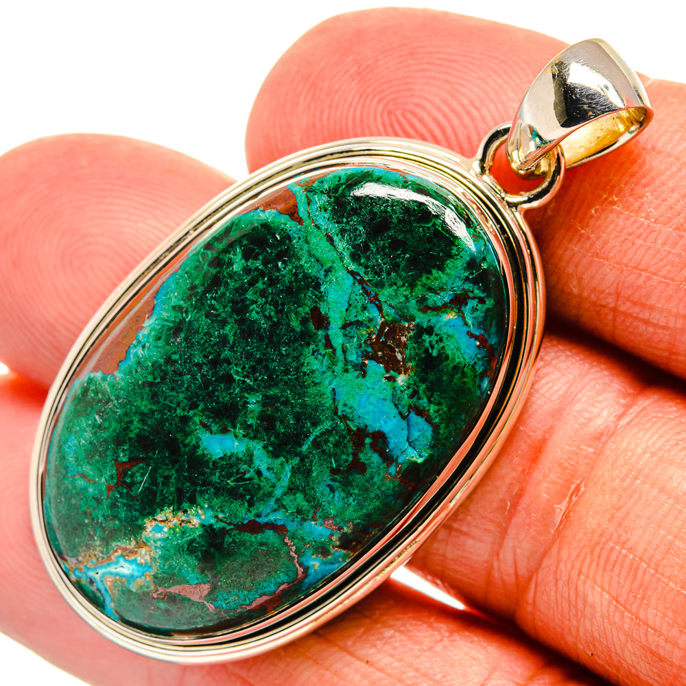 Malachite In Chrysocolla Pendants handcrafted by Ana Silver Co - PD25282