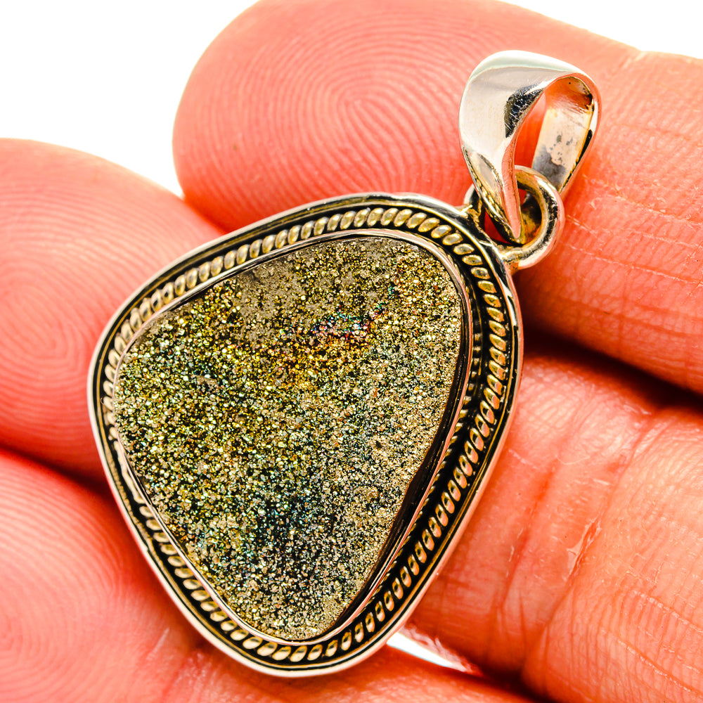 Spectro Pyrite Druzy Pendants handcrafted by Ana Silver Co - PD25299