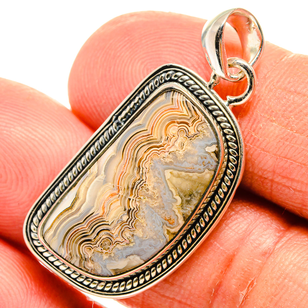 Laguna Lace Agate Pendants handcrafted by Ana Silver Co - PD25306