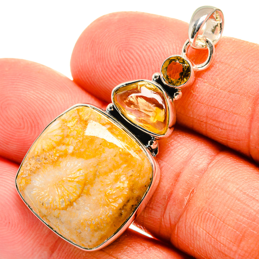 Fossil Coral Pendants handcrafted by Ana Silver Co - PD25311