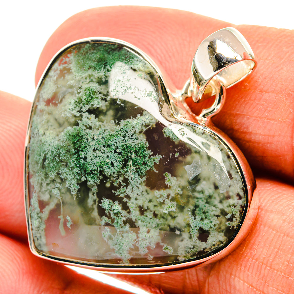 Green Moss Agate Pendants handcrafted by Ana Silver Co - PD25358