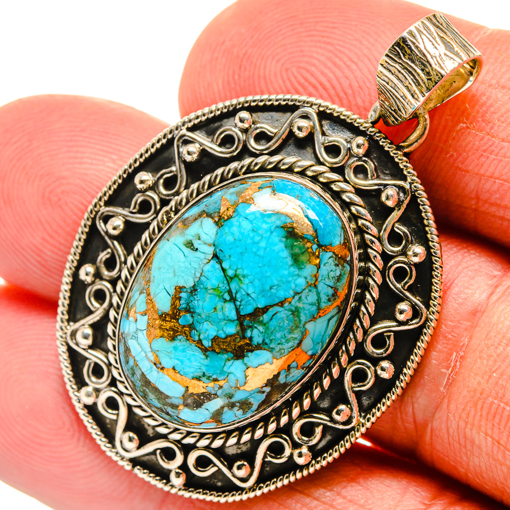 Blue Copper Composite Turquoise Pendants handcrafted by Ana Silver Co - PD25404