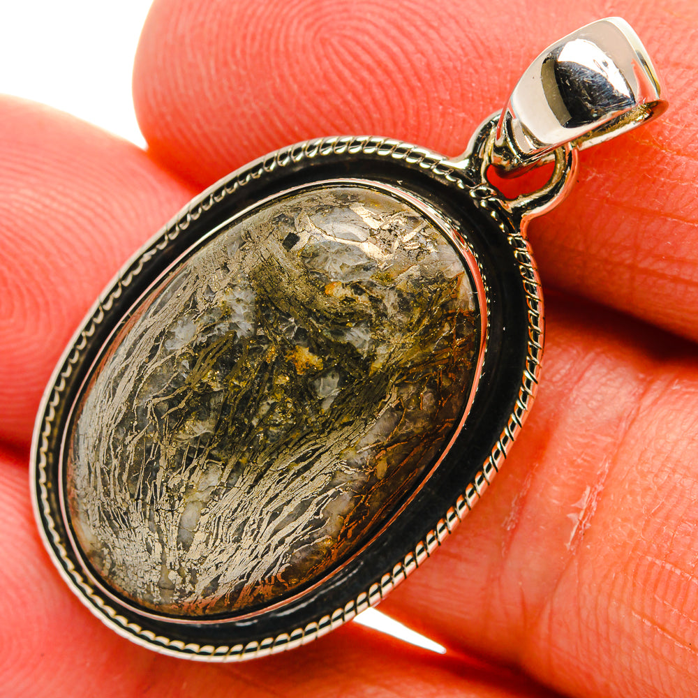 Pyrite Agate Pendants handcrafted by Ana Silver Co - PD25429