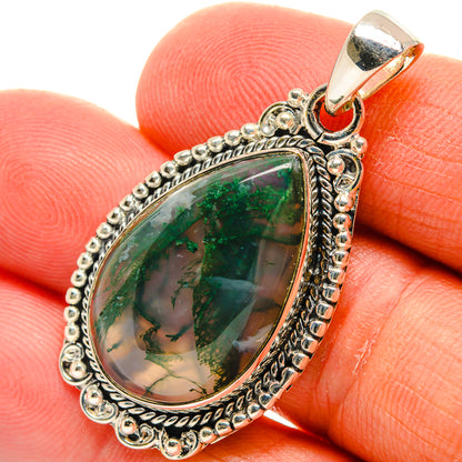 Green Moss Agate Pendants handcrafted by Ana Silver Co - PD25431