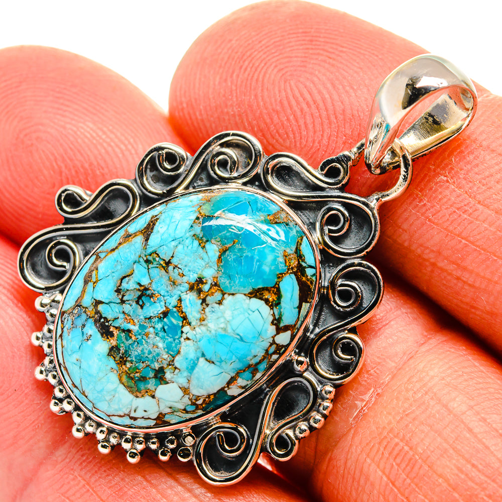 Blue Copper Composite Turquoise Pendants handcrafted by Ana Silver Co - PD25462