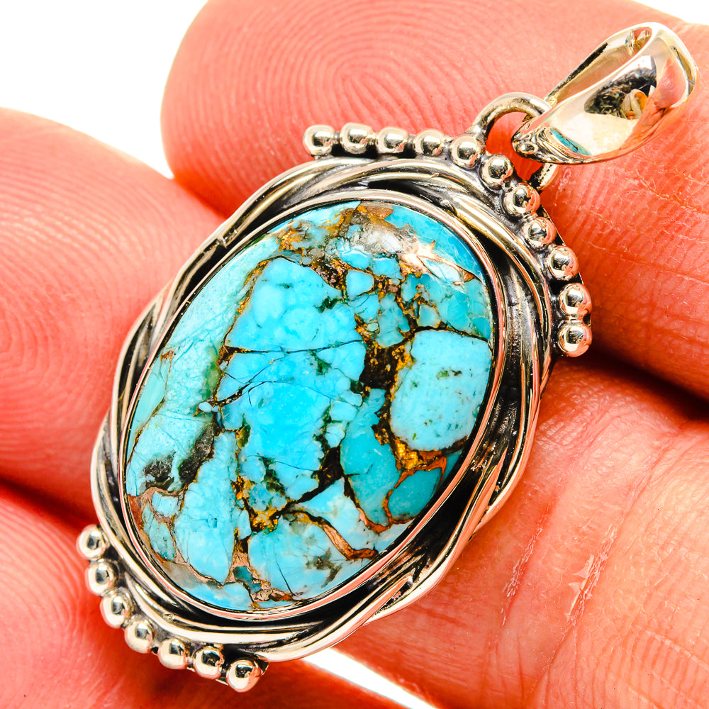 Blue Copper Composite Turquoise Pendants handcrafted by Ana Silver Co - PD25466