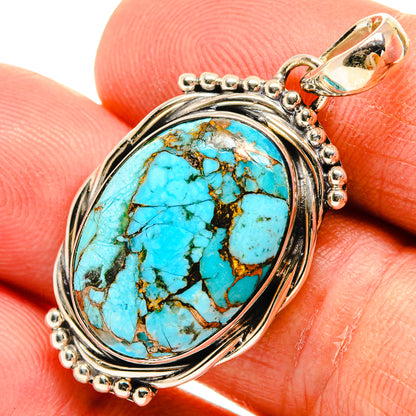 Blue Copper Composite Turquoise Pendants handcrafted by Ana Silver Co - PD25466