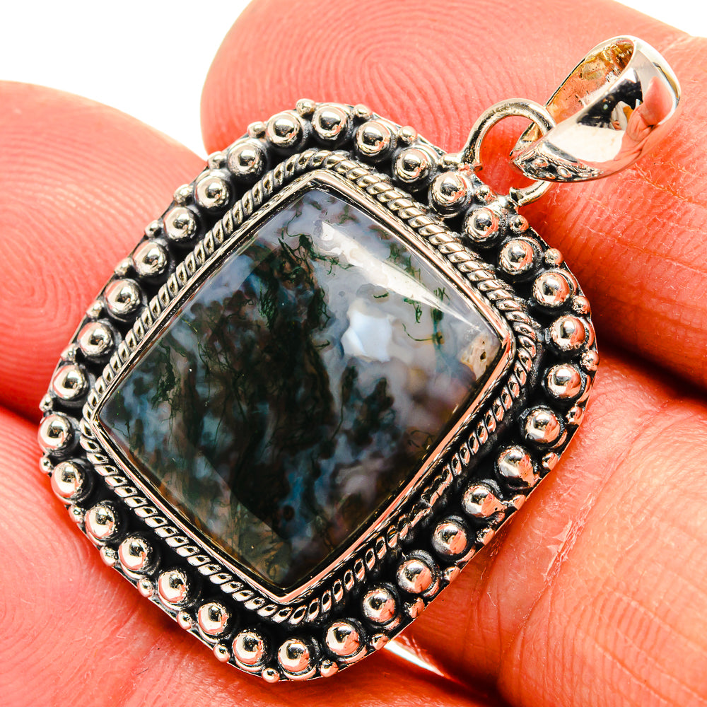 Green Moss Agate Pendants handcrafted by Ana Silver Co - PD25482