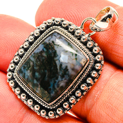 Green Moss Agate Pendants handcrafted by Ana Silver Co - PD25482
