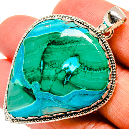 Malachite In Chrysocolla Pendants handcrafted by Ana Silver Co - PD25560
