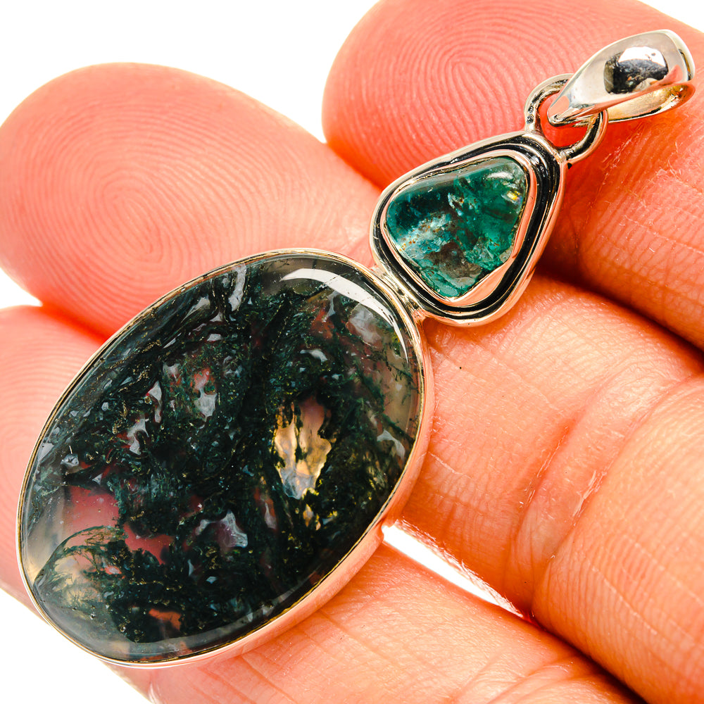 Green Moss Agate Pendants handcrafted by Ana Silver Co - PD25566