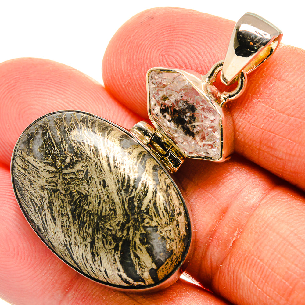 Pyrite Agate Pendants handcrafted by Ana Silver Co - PD25582