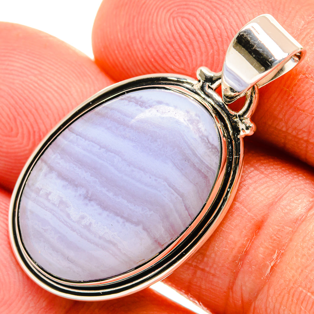 Blue Lace Agate Pendants handcrafted by Ana Silver Co - PD25586